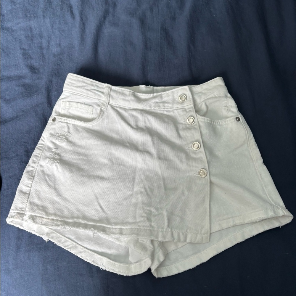 Zara White Skorts High-Waisted Casual